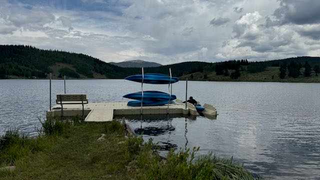 Floating dock installation at Lininger Lake in Colorado